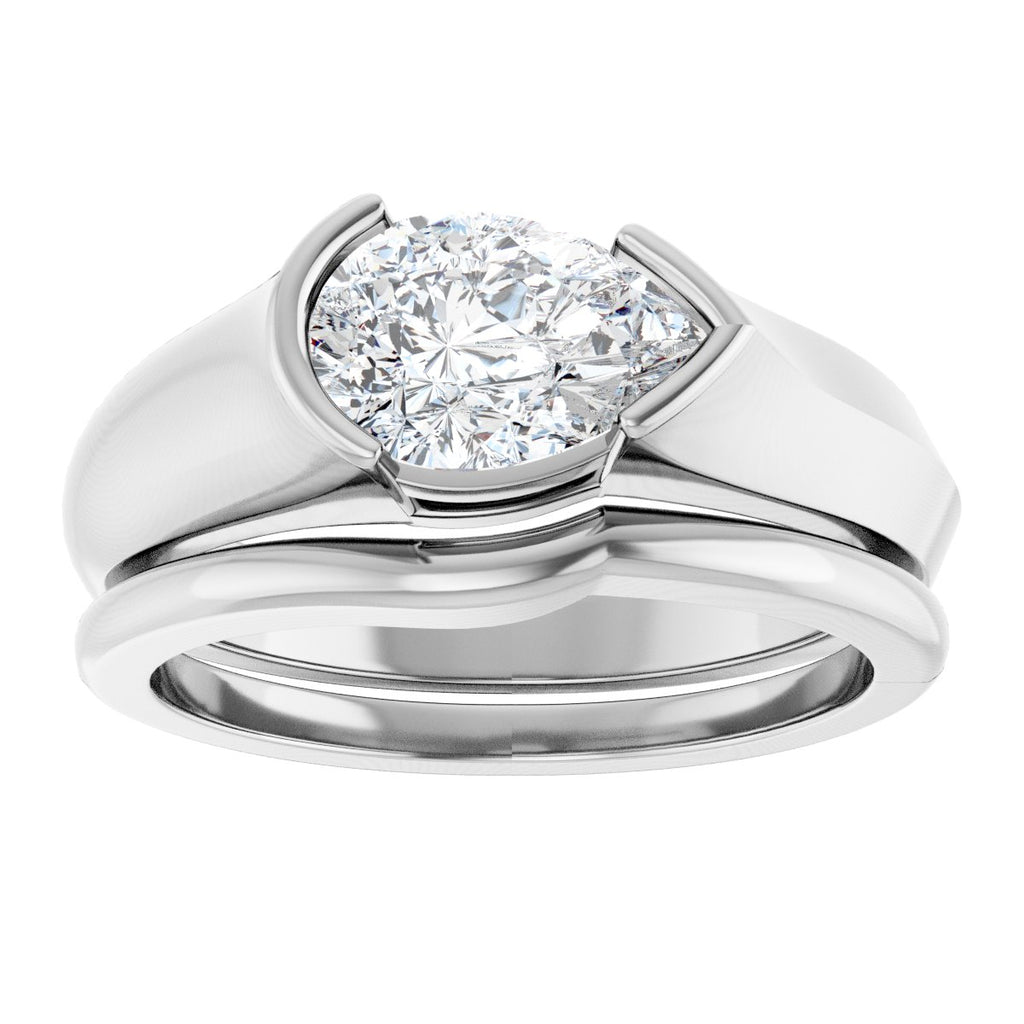 Half Bezel Solitaire Engagement Ring or Band