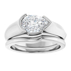 Half Bezel Solitaire Engagement Ring or Band