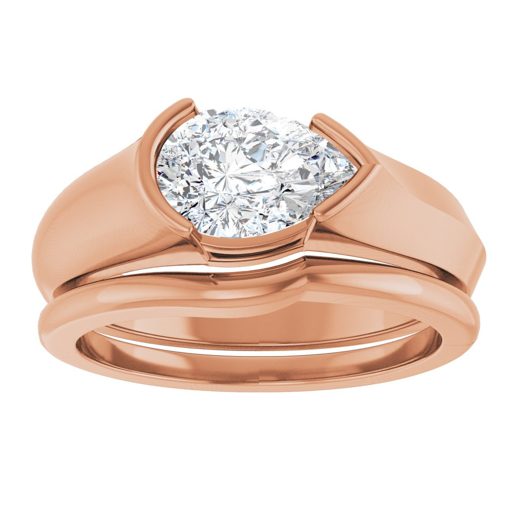 Half Bezel Solitaire Engagement Ring or Band