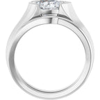 Half Bezel Solitaire Engagement Ring or Band