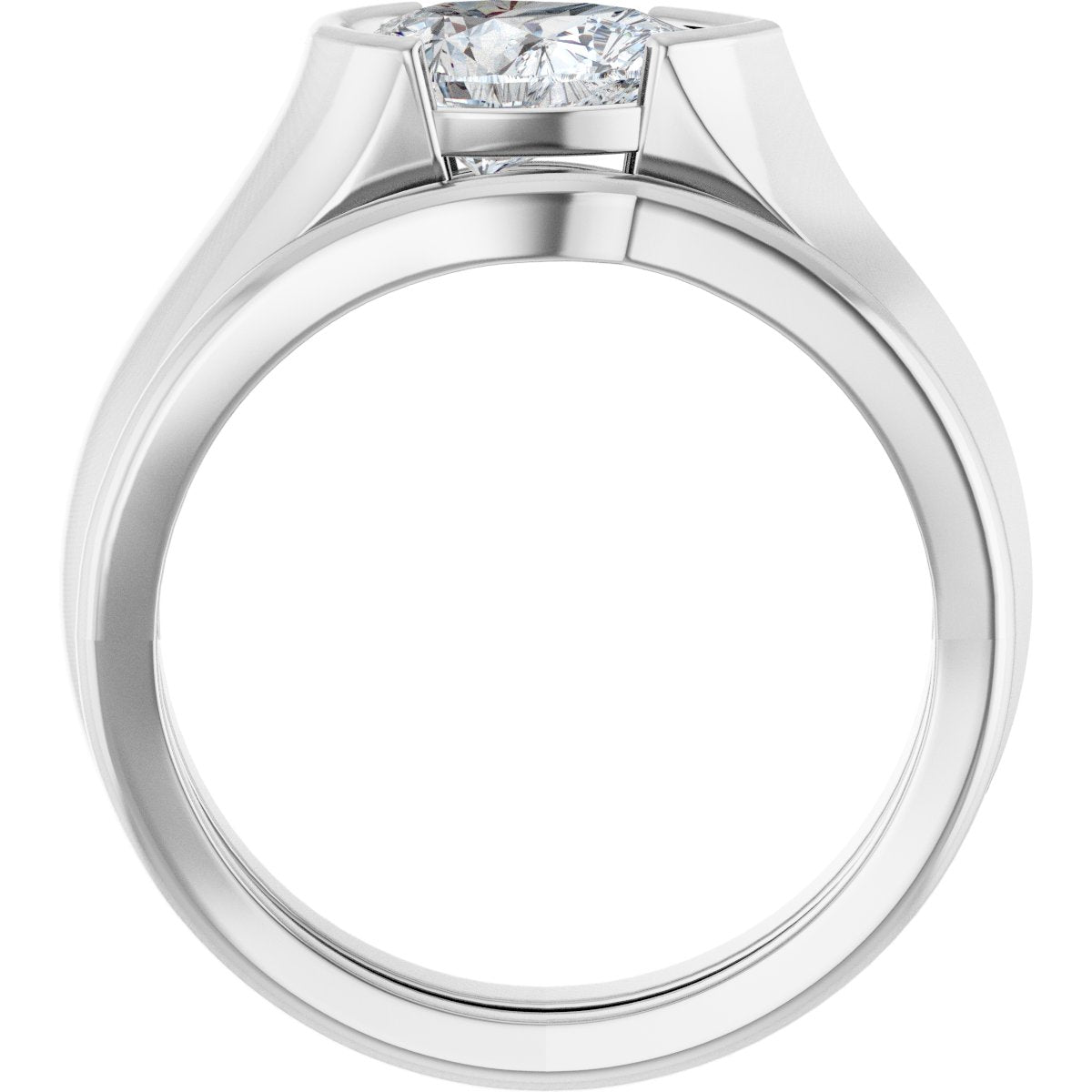 Half Bezel Solitaire Engagement Ring or Band