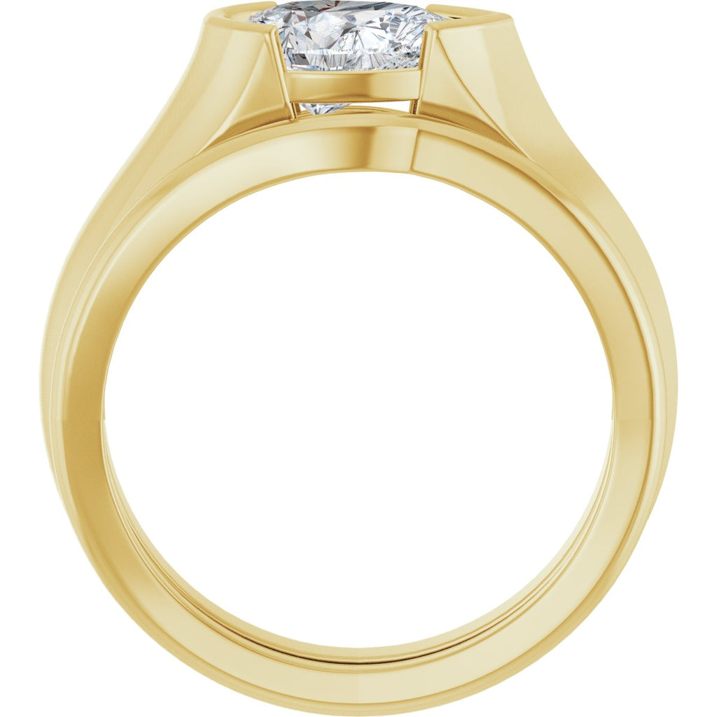Half Bezel Solitaire Engagement Ring or Band