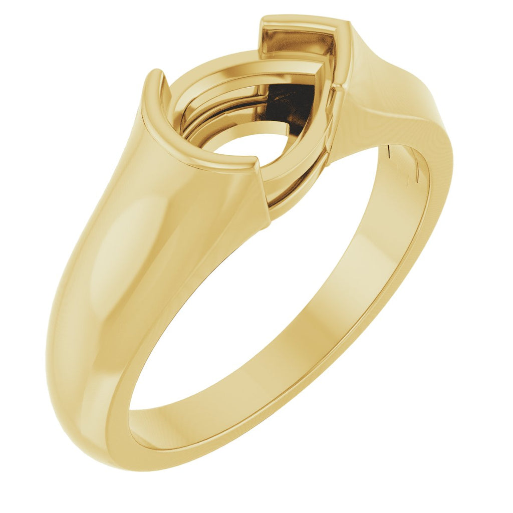 Half Bezel Solitaire Engagement Ring or Band
