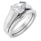 Half Bezel Solitaire Engagement Ring or Band