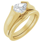 Half Bezel Solitaire Engagement Ring or Band