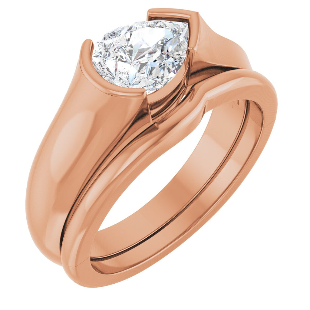 Half Bezel Solitaire Engagement Ring or Band