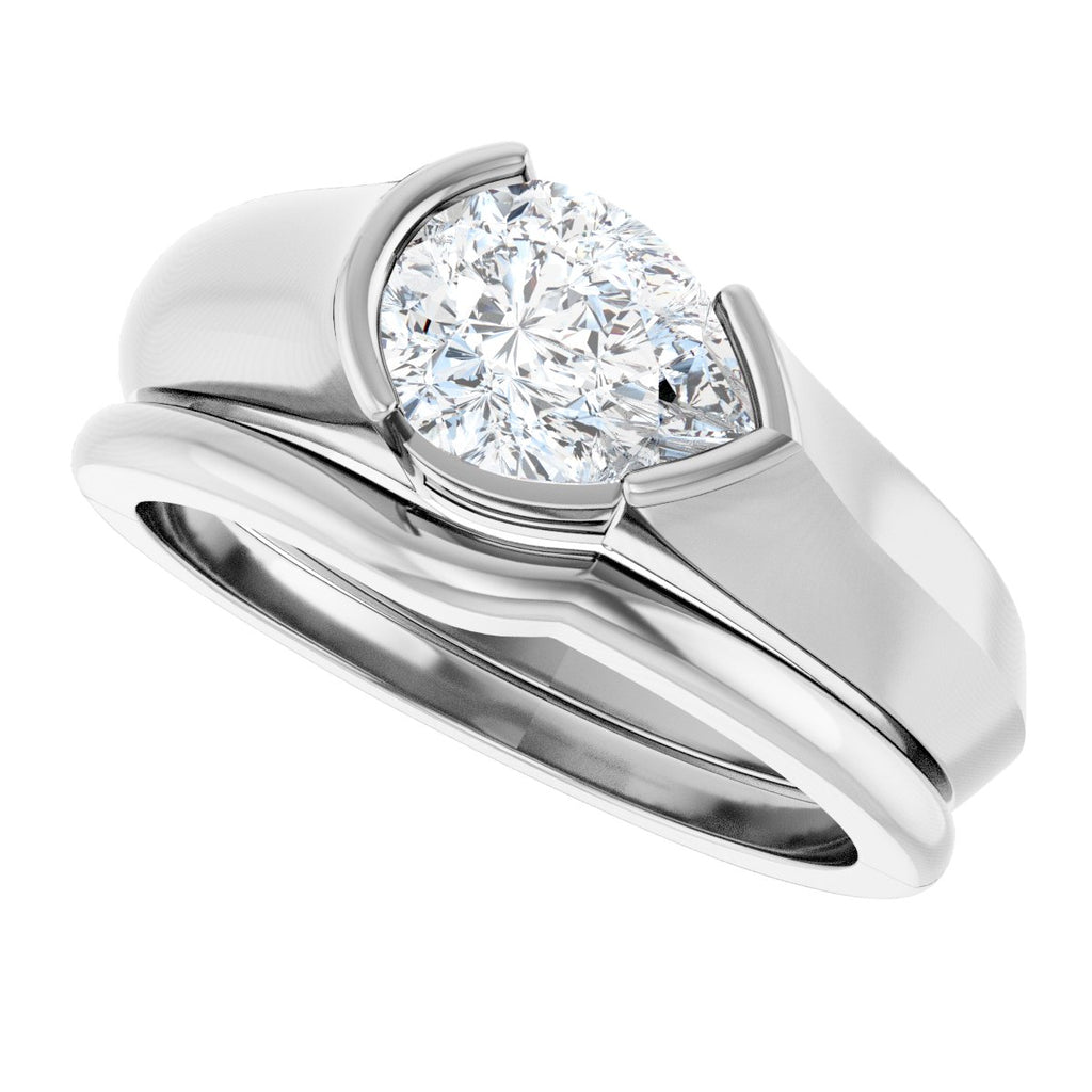 Half Bezel Solitaire Engagement Ring or Band