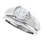 Half Bezel Solitaire Engagement Ring or Band