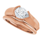 Half Bezel Solitaire Engagement Ring or Band