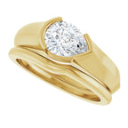 Half Bezel Solitaire Engagement Ring or Band