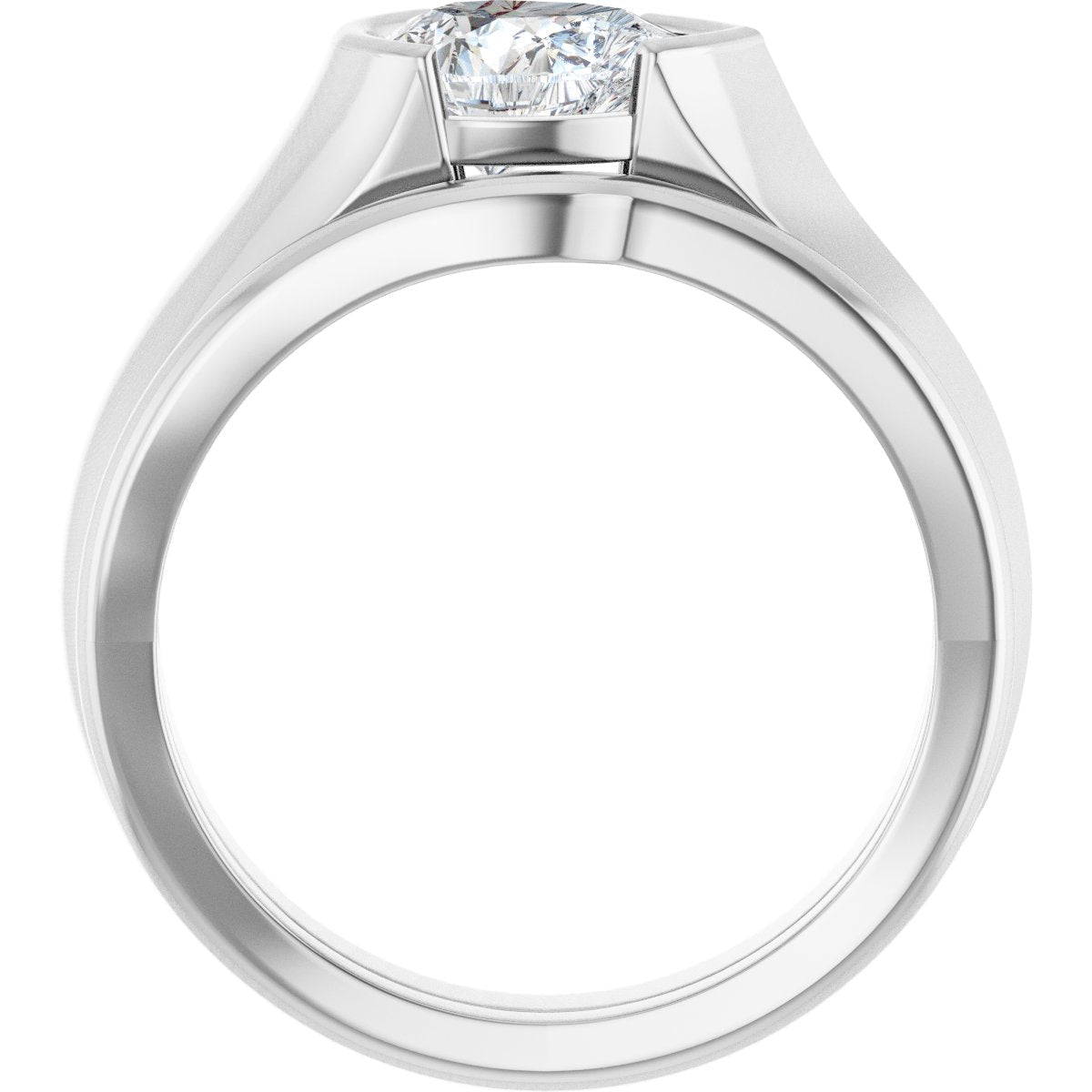 Half Bezel Solitaire Engagement Ring or Band