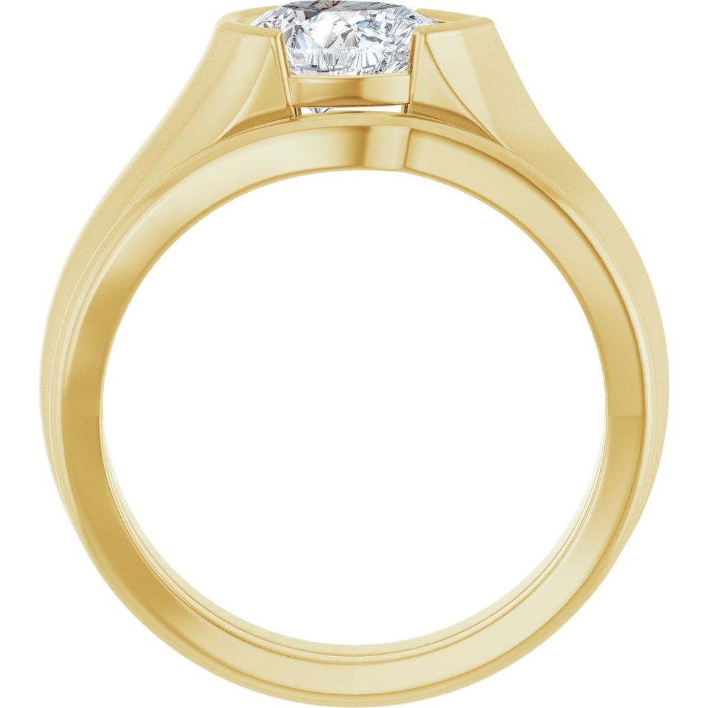 Half Bezel Solitaire Engagement Ring or Band
