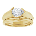 Half Bezel Solitaire Engagement Ring or Band
