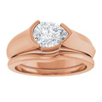 Half Bezel Solitaire Engagement Ring or Band