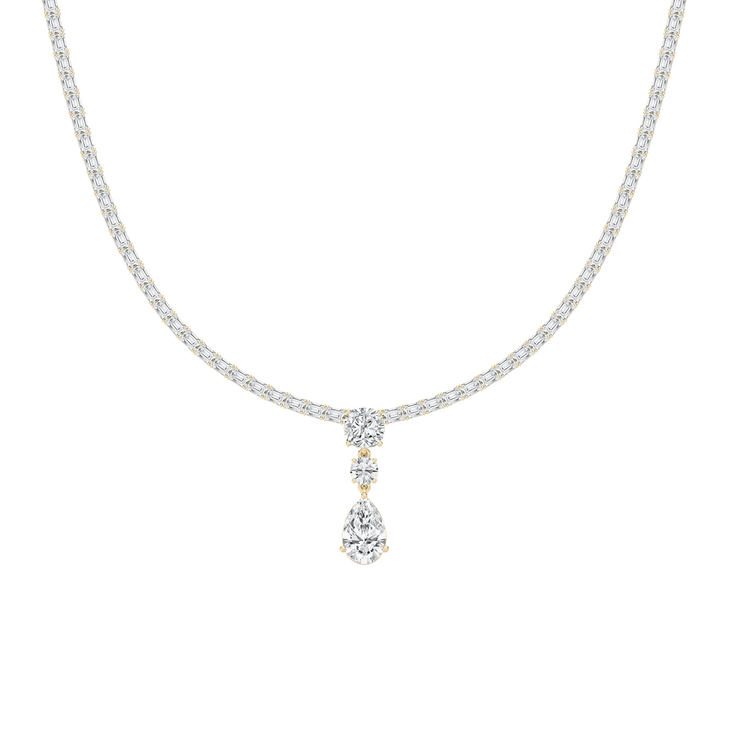 17 ctw Multi-Shape LGD Three Stone Drop Tennis Necklace - 18 Inches - Signature Collection