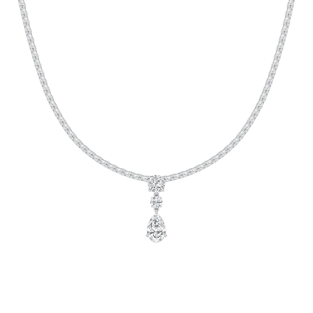 17 ctw Multi-Shape LGD Three Stone Drop Tennis Necklace - 18 Inches - Signature Collection