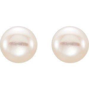 Button Pearl Stud Earrings