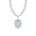 19 ¾ ctw Emerald LGD Halo Drop Half Tennis Necklace - 16 to 18 Inches - Signature Collection