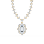 19 ¾ ctw Emerald LGD Halo Drop Half Tennis Necklace - 16 to 18 Inches - Signature Collection