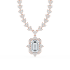 19 ¾ ctw Emerald LGD Halo Drop Half Tennis Necklace - 16 to 18 Inches - Signature Collection