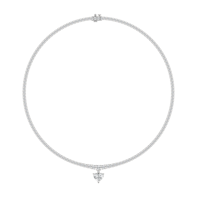19 ctw Heart LGD Drop Tennis Necklace - 18 Inches - Signature Collection