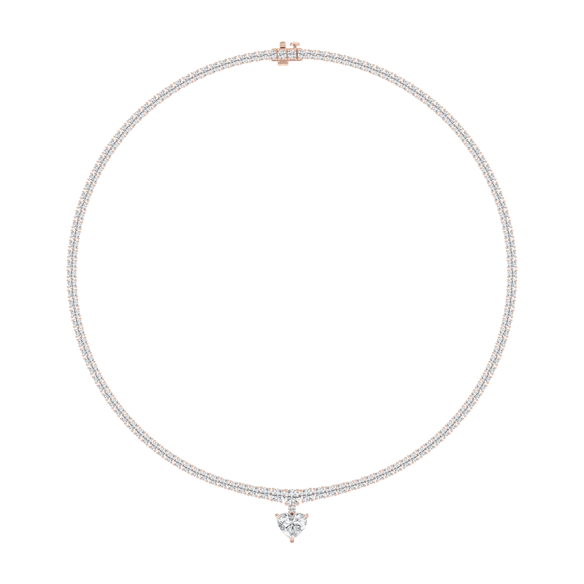 19 ctw Heart LGD Drop Tennis Necklace - 18 Inches - Signature Collection