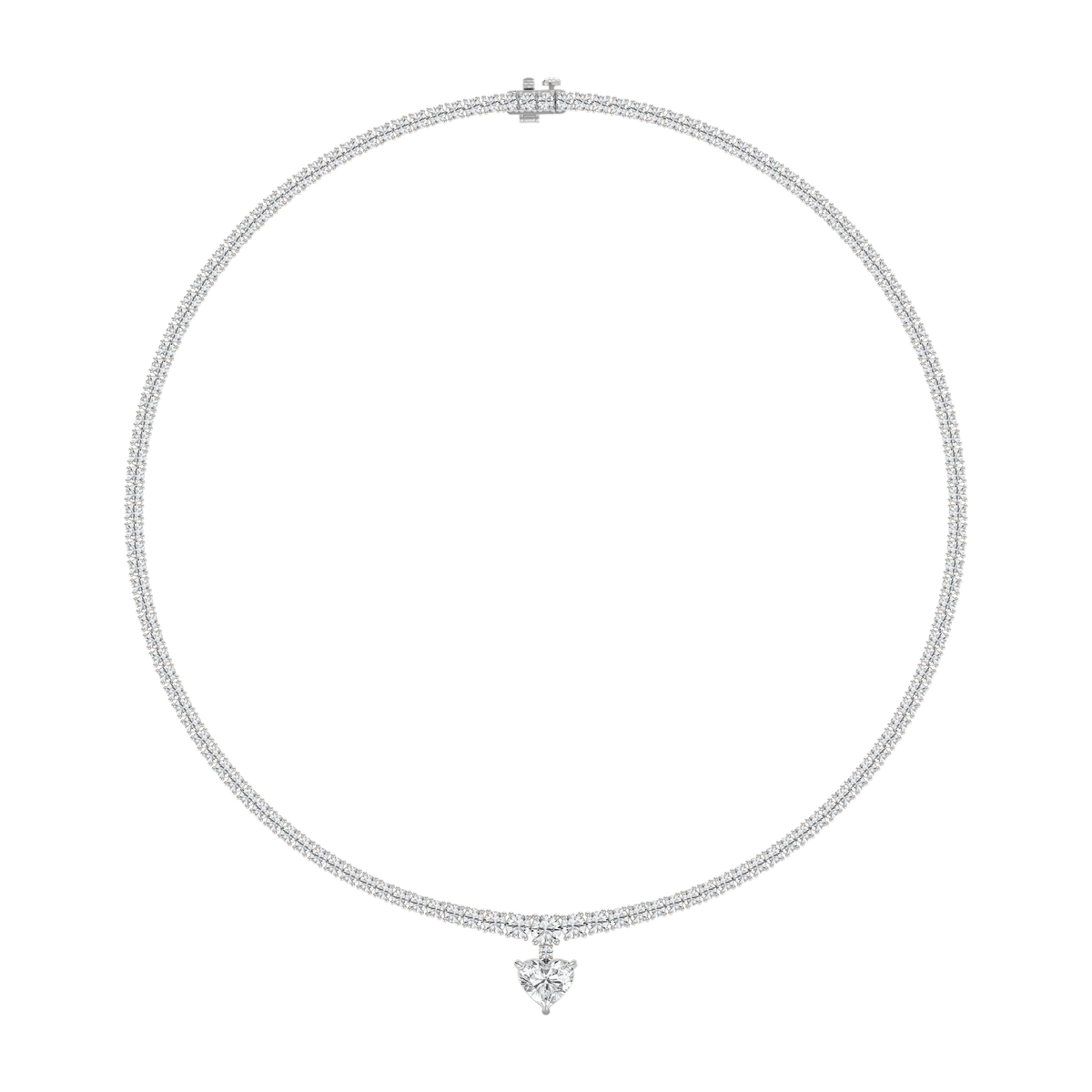 19 ctw Heart LGD Drop Tennis Necklace - 18 Inches - Signature Collection