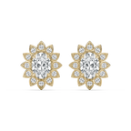 2 1⁄2 ctw Oval LGD Vintage Halo Stud Earrings - 14K Yellow Gold