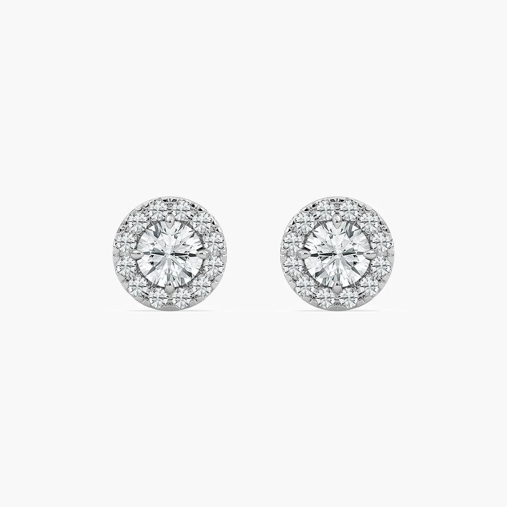 2/3 ctw Round LGD Classic Halo Stud Earrings - 14K White Gold
