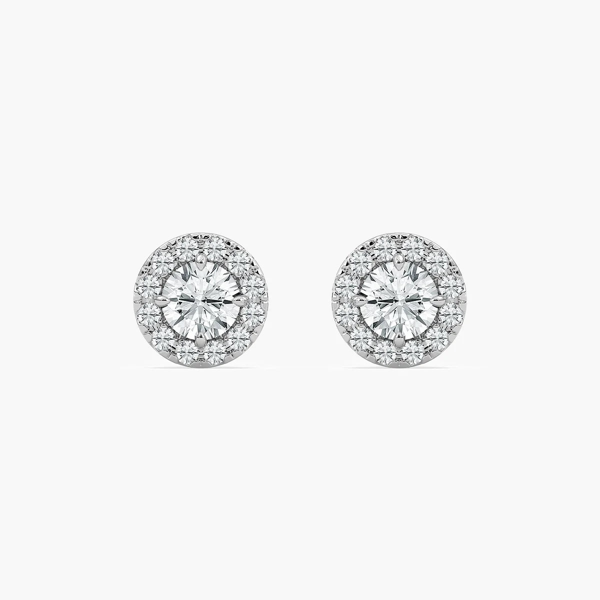 2/3 ctw Round LGD Classic Halo Stud Earrings - 14K White Gold