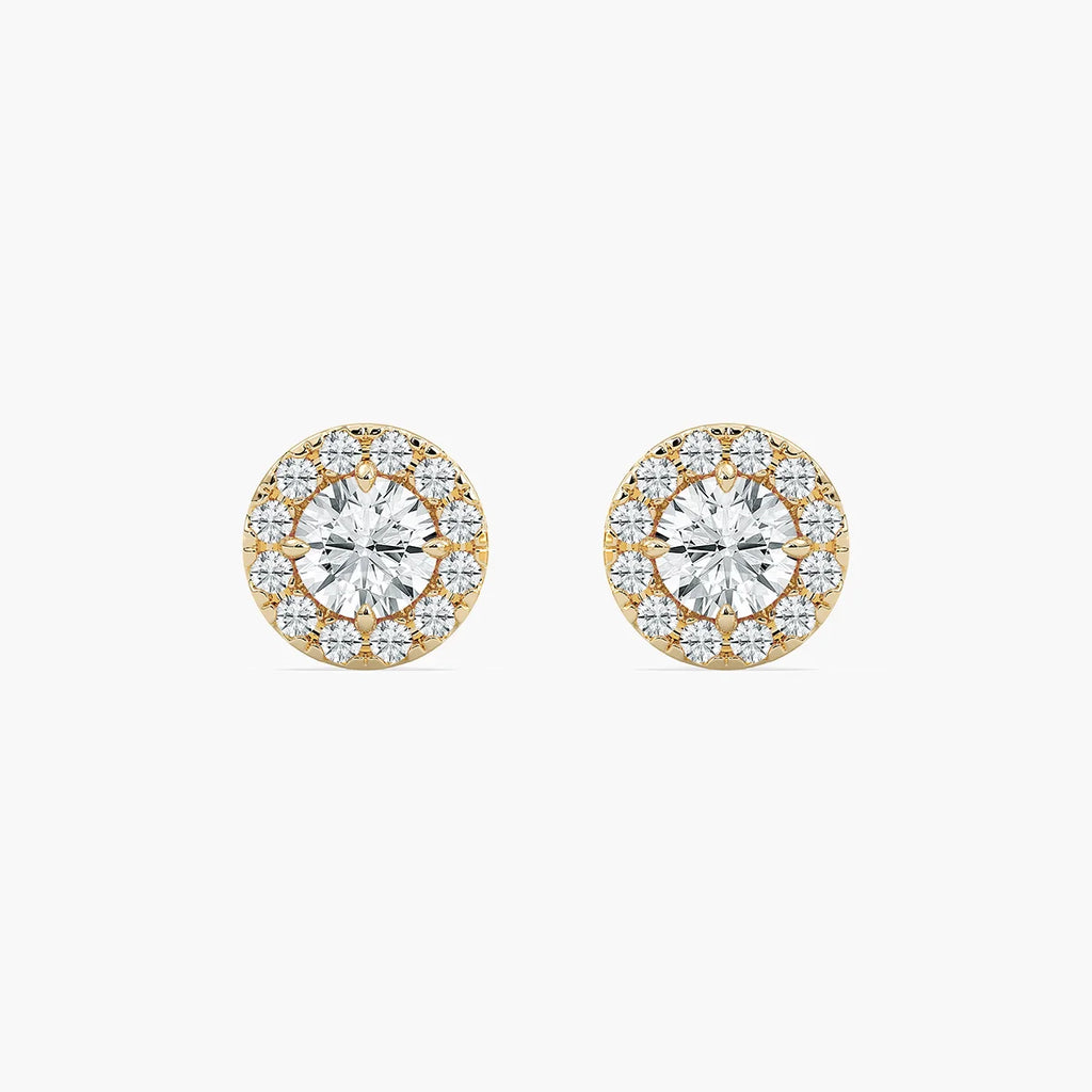 2/3 ctw Round LGD Classic Halo Stud Earrings - 14K Yellow Gold