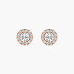 2/3 ctw Round LGD Classic Halo Stud Earrings - 14K Rose Gold