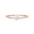 2 ⅕ ctw Emerald and Round LGD Bypass Bangle Bracelet  - 7.25 Inches