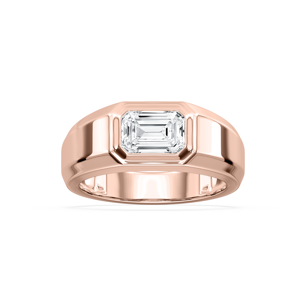 2 ctw Emerald LGD East-West Mens Band - 14K White Gold
