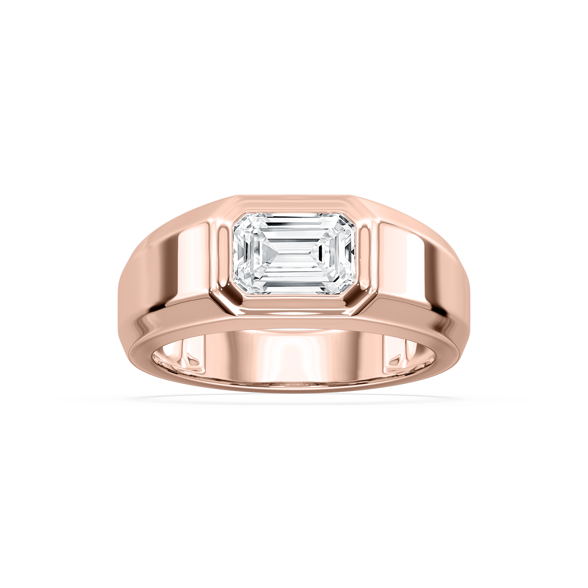 2 ctw Emerald LGD East-West Mens Band - 14K White Gold