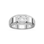 2 ctw Emerald LGD East-West Mens Band - 18K White Gold