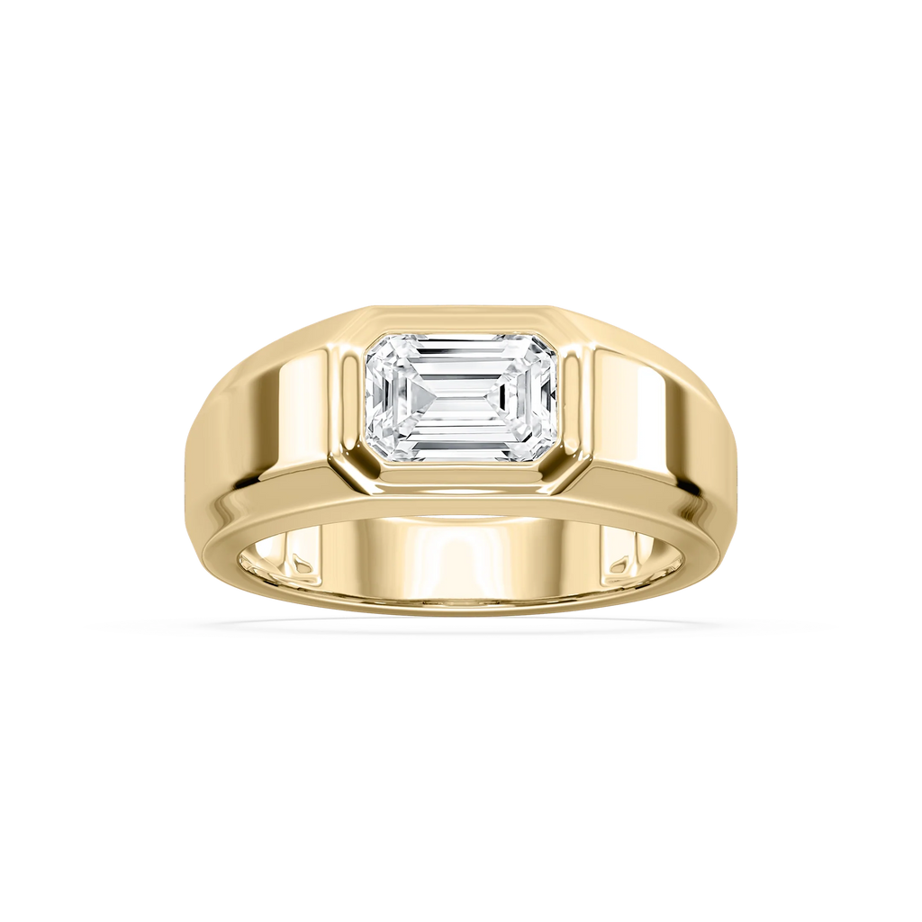2 ctw Emerald LGD East-West Mens Band - 18K Yellow Gold