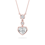 2 ¹⁄₄ ctw Heart and Round LGD Bezel Set Three Stone Pendant – 16 to 18 Inches