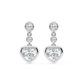 2 ¼ ctw Heart and Round LGD Three Stone Drop Earrings