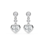 2 ¼ ctw Heart and Round LGD Three Stone Drop Earrings