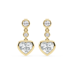 2 ¼ ctw Heart and Round LGD Three Stone Drop Earrings