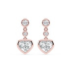 2 ¼ ctw Heart and Round LGD Three Stone Drop Earrings
