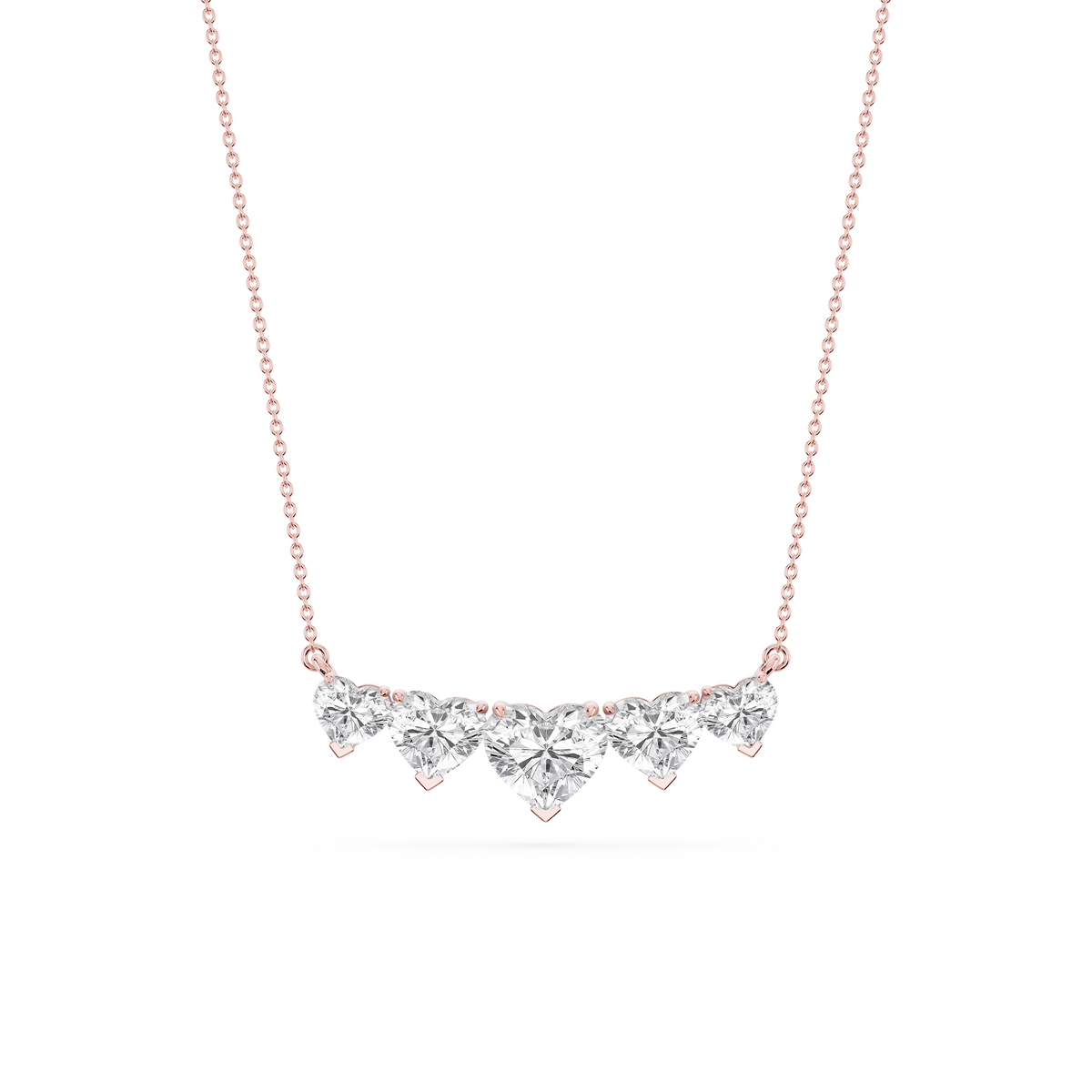 2 ½ ctw Heart LGD Five Stone Necklace - 18 Inches