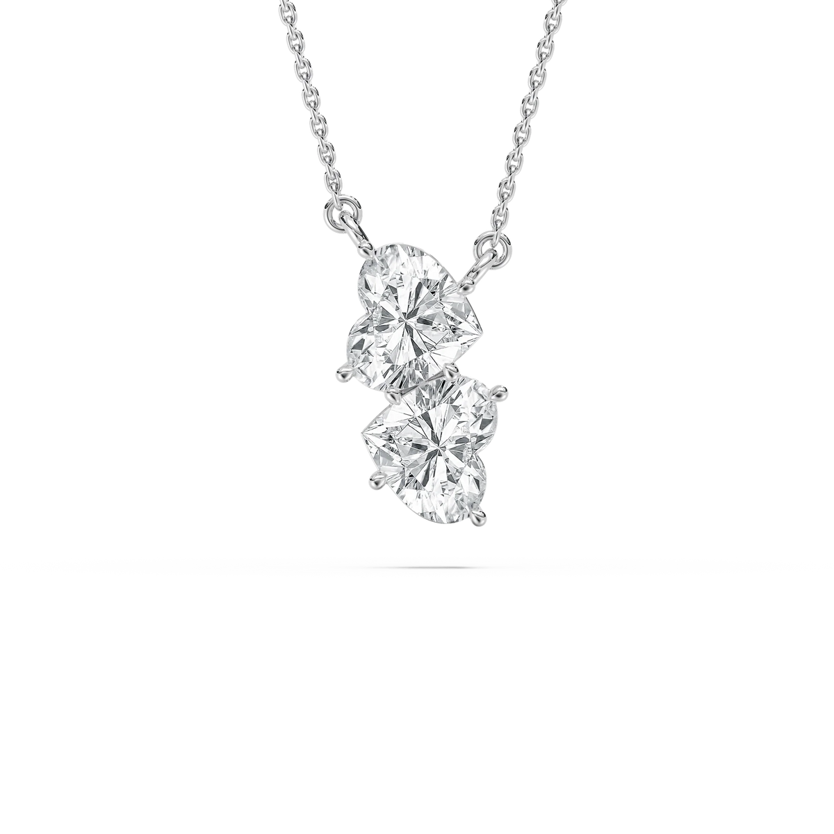 2 ctw Heart LGD Two Stone Pendant - 18 Inches
