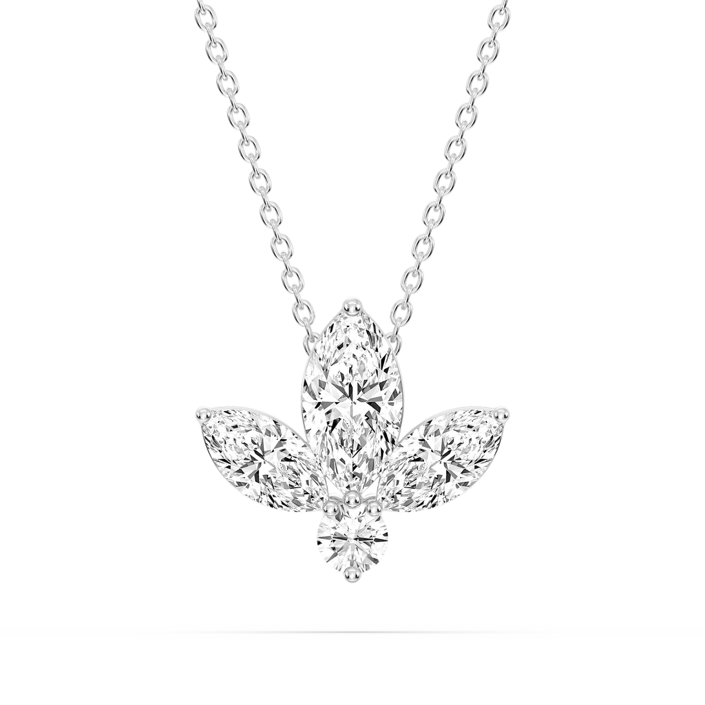 1 ¹⁄₆ ctw Marquise and Round LGD Flower Pendant - 16 to 18 Inches