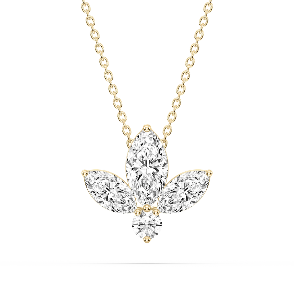 1 ¹⁄₆ ctw Marquise and Round LGD Flower Pendant - 16 to 18 Inches