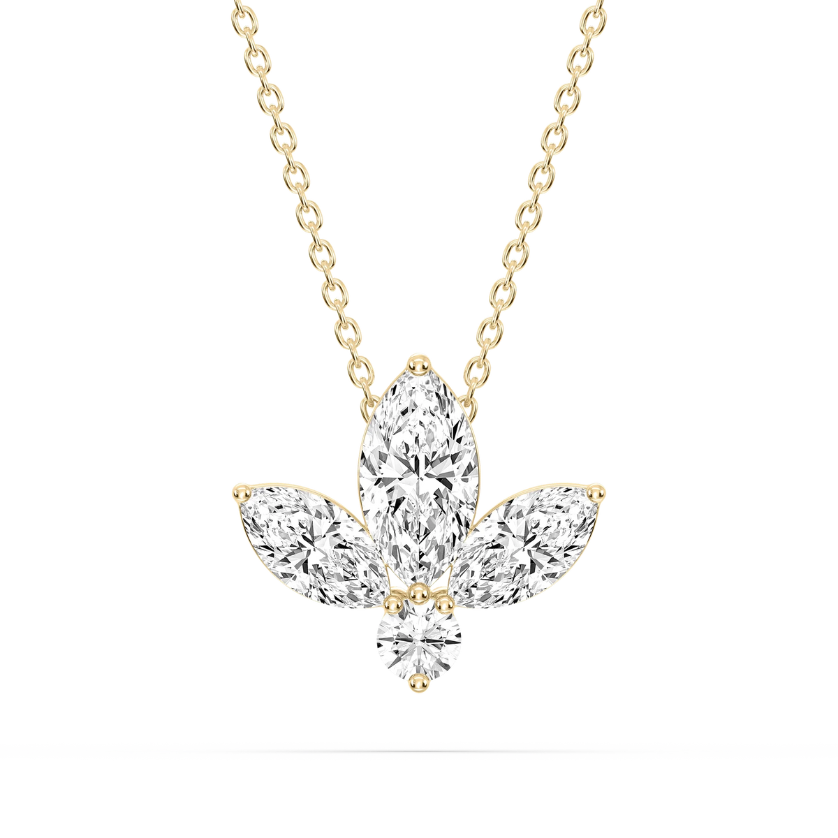 1 ¹⁄₆ ctw Marquise and Round LGD Flower Pendant - 16 to 18 Inches