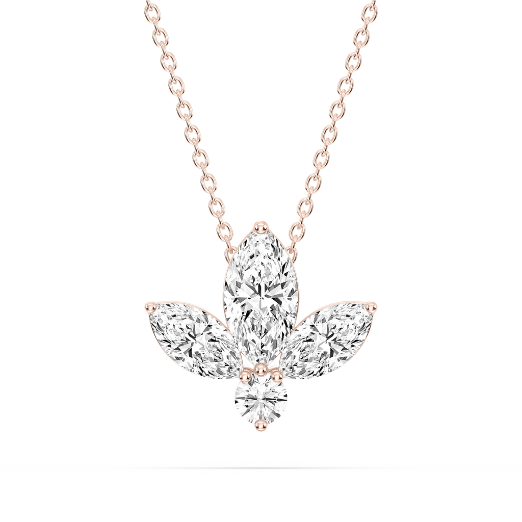1 ¹⁄₆ ctw Marquise and Round LGD Flower Pendant - 16 to 18 Inches