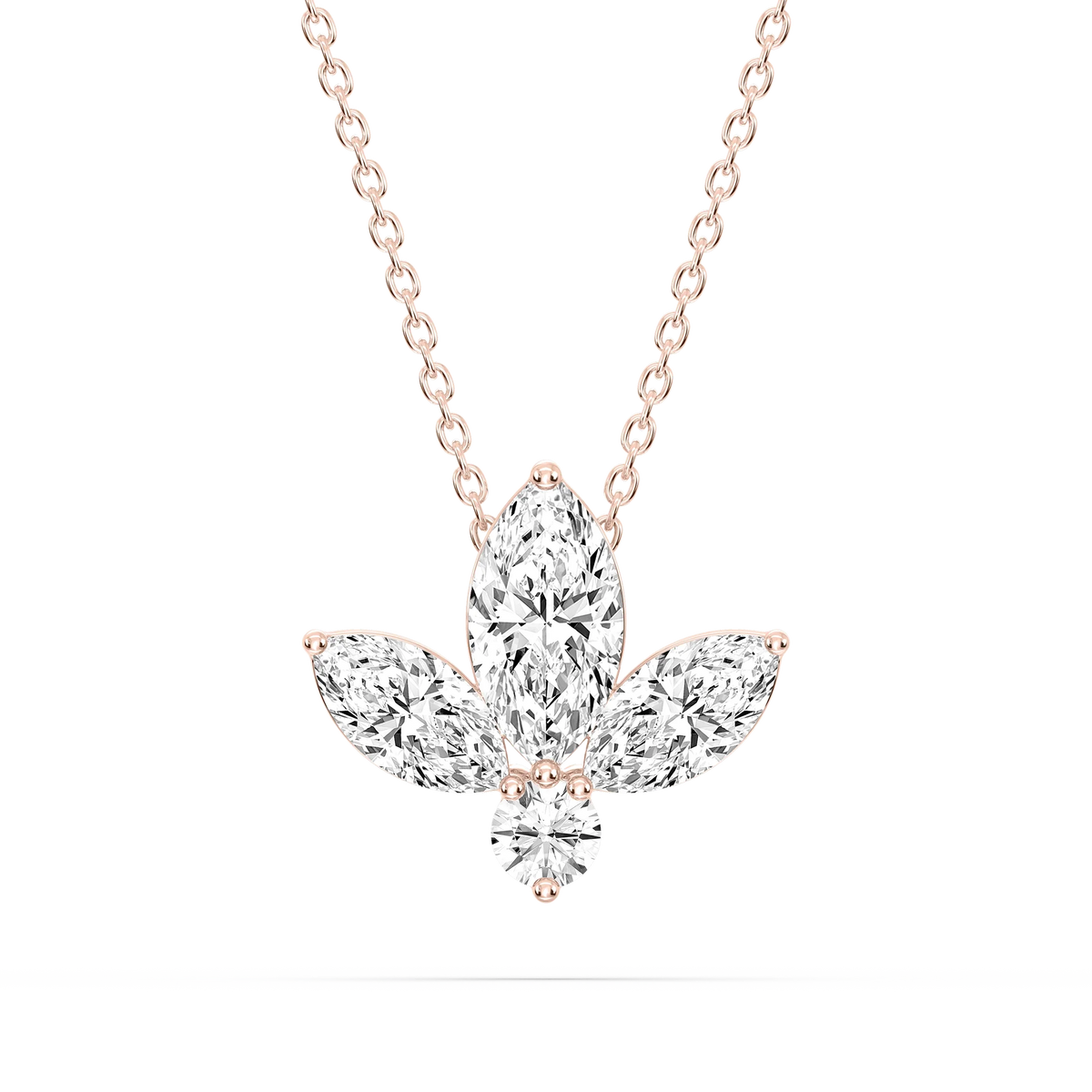 1 ¹⁄₆ ctw Marquise and Round LGD Flower Pendant - 16 to 18 Inches