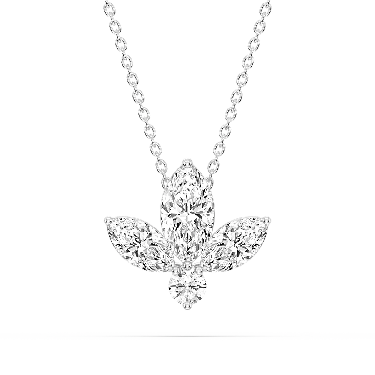 1 ¹⁄₆ ctw Marquise and Round LGD Flower Pendant - 16 to 18 Inches